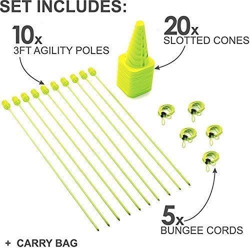 Product Cover QuickPlay PRO Speed + Agility Set, Multi-Sport Training Agility Poles | Cones | Speed Hurdles | Soccer Tennis | Crowd Barrier New for 2017