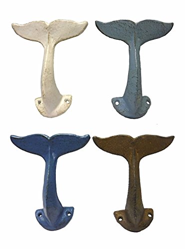 Product Cover Set of 4 Assorted MayRich Cast Iron Whale's Tails Decorative Wall Hooks