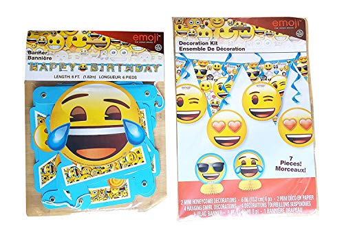 Product Cover Emoji Birthday Banner & 7 Piece Decorating Kit