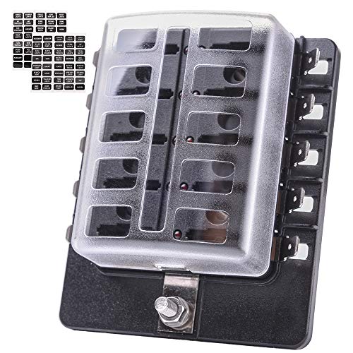 Product Cover MICTUNING LED Illuminated Automotive Blade Fuse Holder Box 10-Circuit Fuse Block with Cover