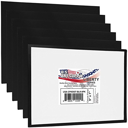 Product Cover US Art Supply 5 X 7 inch Black Professional Artist Quality Acid Free Canvas Panels 6-Pack (1 Full Case of 6 Single Canvas Panels)