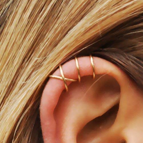 Product Cover Set of 2 Ear Cuffs, Ear Cuff, Double Ear Cuff and Criss Cross Ear Cuff, No Piercing, Cartilage Ear Cuff, Simple Ear Cuff, Fake Cartilage Earring, 20 Gauge Gold Filled