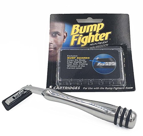 Product Cover Taconic Shave's Heavyweight All-Metal Bump Fighter Compatible Razor with Rubber Grips and 5 Bump Fighter Blades - Designed to Reduce Shave Bumps and Skin Irriitation