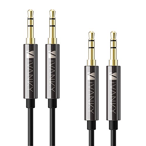 Product Cover iVanky AUX Cable [2-Pack, 4ft - Hi-Fi Sound, Copper Shell] 3.5mm Auxiliary Audio Cable AUX Cord Compatible with Car/Home Stereo, Headphone, iPhone, iPod, Echo Dot, Speaker, Sony, Beats More - Black