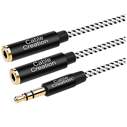 Product Cover CableCreation Headphone Splitter, 3.5mm Stereo Audio Y Splitter Cable 3.5mm Male to 2 Port 3.5mm Female Compatible with iPhone,iPad,iPod, Samsung, LG, Tablets, MP3 Players&More, 20cm/Black and White