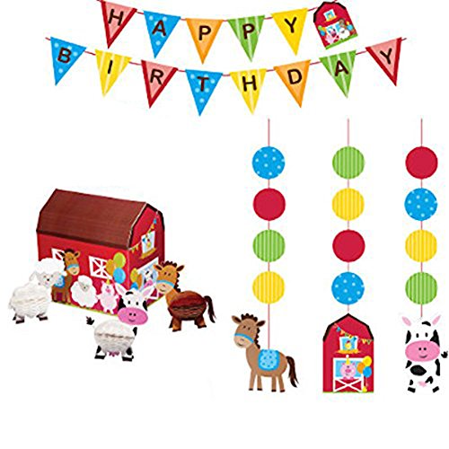 Product Cover Farmhouse Fun Party Decorations Supply Pack - Hanging Cutouts Banner and Centerpiece