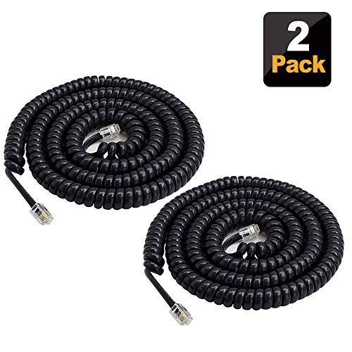 Product Cover SHONCO 2 Pack Black Coiled Telephone Handset Cord 23 Ft Uncoiled / 3 ft Coiled Landline Telephone Accessory