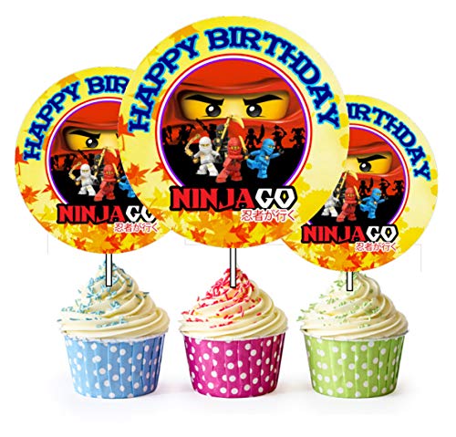 Product Cover Crafting Mania LLC. 12 Happy Birthday Ninjago Inspired Party Picks, Cupcake Picks, Cupcake Toppers #1