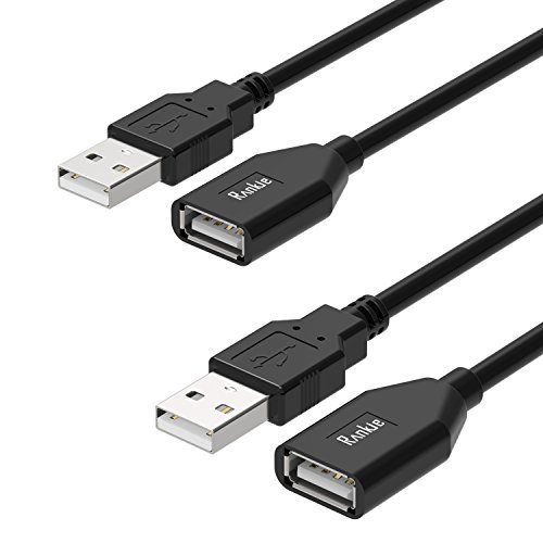 Product Cover USB Extension Cable Rankie 2-Pack USB 2.0 Extension Cable - A-Male to A-Female - 6 Feet Black - R1330A