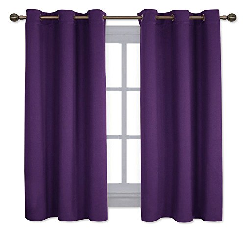 Product Cover NICETOWN Triple Weave Home Decoration Thermal Insulated Solid Ring Top Blackout Curtains/Drapes for Bedroom(Set of 2,42 x 63 Inch,Royal Purple)