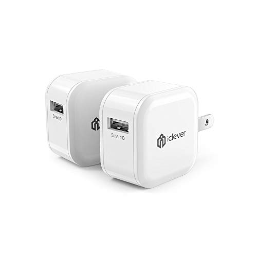 Product Cover iClever USB Charger 2.4A 12W 2-Pack Wall Charger, Fast Quick Charger Adapter, Portable Travel Charger Cube with Foldable Plug for iPhone Xs/XS Max/XR/X/8/7/6/Plus, iPad Pro/Air/Mini/Samsung and More