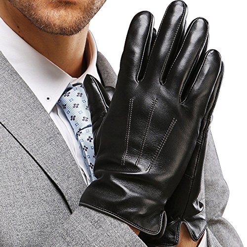 Product Cover Harrms Best Touchscreen Nappa Genuine Leather Gloves for Men's, Black, Size 8.1