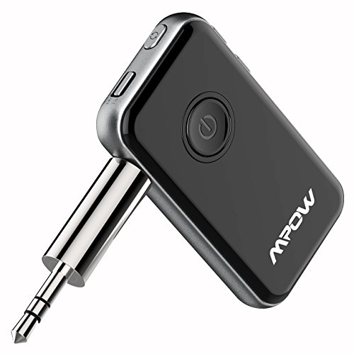 Product Cover Mpow Bluetooth transmitter and receiver, 2-in-1 Wireless 3.5mm Bluetooth Adapter, Bluetootoh Transmitter for TV/PC/iPod, Bluetooth Audio Receiver for Car/Home Stereo System, Built-in Mic & Dual Link
