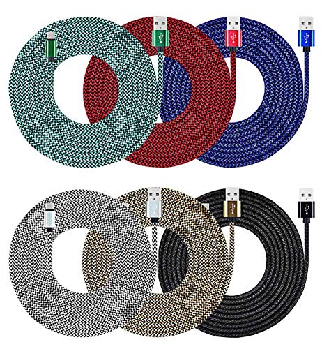 Product Cover USB C Cable, UNISAME 6 Pack 6.8Ft Heavy Duty Bold Braided USB Type C USB Fast Charging Cable for Galaxy S10 S10+ S10e S9 S8 Note 10 9 8 LG G7 G6 V40 V35 Oneplus 6T 7