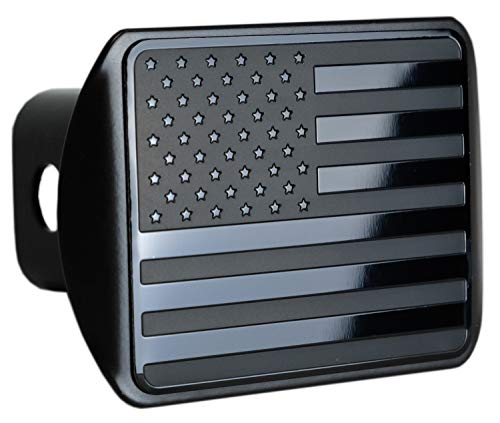 Product Cover USA US American Stainless Steel Flag Metal Emblem on Metal Trailer Hitch Cover (Fits 2