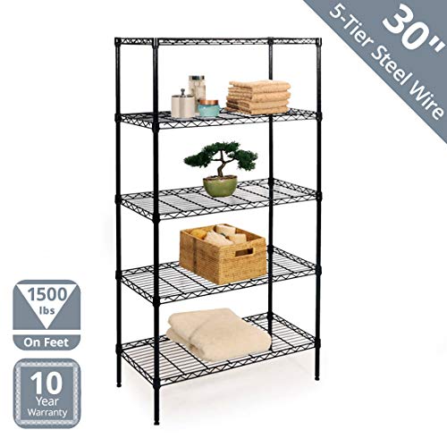 Product Cover Seville Classics 5-Tier Black Epoxy Steel Wire Shelving, 30