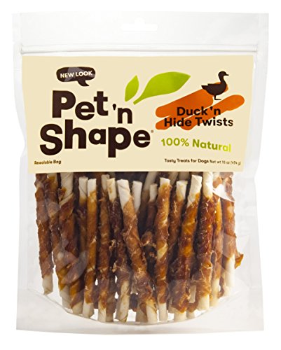 Product Cover Pet 'n Shape Duck Hide Twists - All Natural Dog Treats, Duck, Small Twist, 1 Lb