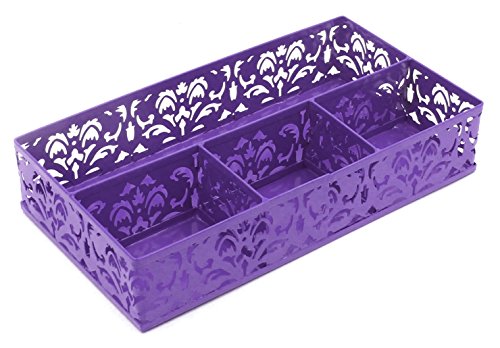 Product Cover EasyPAG Desk Drawer Organizer with 3 Small Bins and 1 Long Bin,Purple