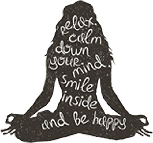 Product Cover Divine Designs Relaxed Yoga Girl Silhouette with Mantra Vinyl Decal Sticker (4