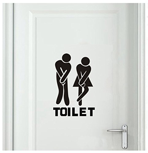 Product Cover Bestjybt DIY Removable Washroom Toilet Bathroom WC Sign Door Accessories Wall Sticker Home Decor