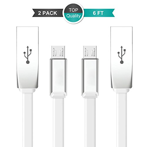 Product Cover Micro USB Cable, Rywell (2Pack 6Ft) High Speed and Sync Charging Cords for Android Devices,Samsung,Sony,HTC,Motorola and More-(Stylish White)