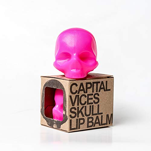 Product Cover Rebels Refinery Capital Vices Skull-Shaped Lip Balm for Shine-Free Moisturizing - Vitamin E Antioxidant and Coconut & Sweet Almond Oil Extracts Nourish Chapped Lips - Pink (Passion Fruit)