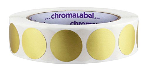 Product Cover ChromaLabel 1 Inch Round Permanent Color-Code Dot Stickers, 1000 per Roll, Metallic Gold