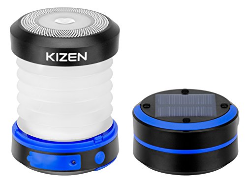 Product Cover Kizen Solar Powered LED Camping Lantern - Solar or USB Chargeable, Collapsible Space Saving Design, Emergency Power Bank, Flashlight, Water Resistant. for Outdoor Night Hiking Camping Lawn!