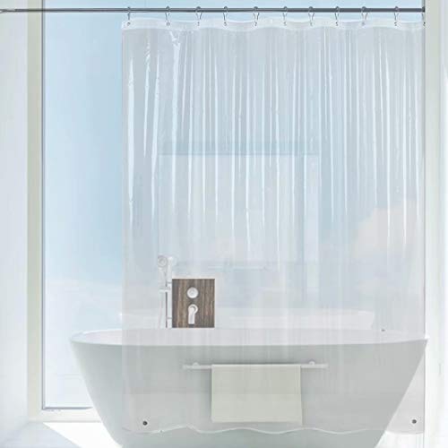 Product Cover Caitlin White Clear PEVA Shower Curtain Liner, Waterproof, Odorless, Eco Friendly, 72x72 Inches with Magnets