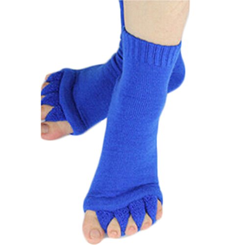 Product Cover Polytree Yoga Sports Five Toe Separator Socks Alignment Pain Massage Socks - Blue