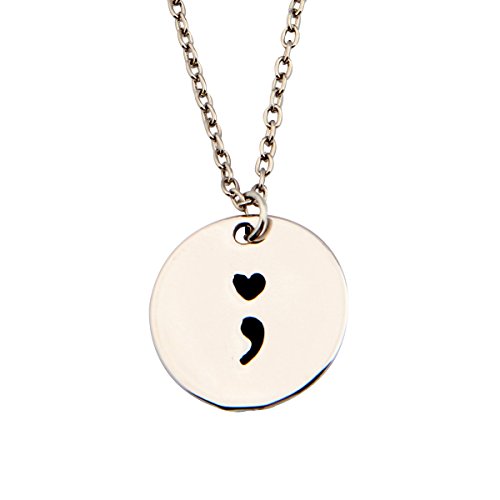 Product Cover KUIYAI Heart Semicolon Necklace with Black Hand Stamped Symbol