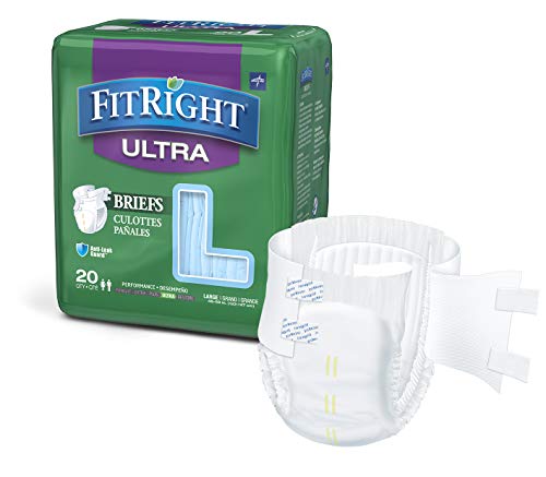 Product Cover FitRight Ultra Adult Diapers, Disposable Incontinence Briefs with Tabs, Heavy Absorbency, Large, 48