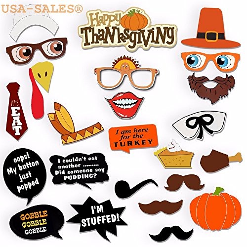 Product Cover [USA-SALES] Thanksgiving Day Photo Booth Props, Happy Thanksgiving Photo Booth Props Decorations, Attached to the stick NO DIY REQUIRED, by USA-SALES Seller
