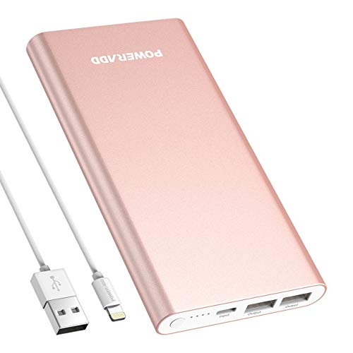 Product Cover POWERADD Pilot 4GS 12000mAh 8-Pin Input Portable Charger External Battery Pack with 3A High-Speed Output Compatible with iPhone, iPad, iPod, Samsung and More - Rose Gold (Lightning Cable Include)