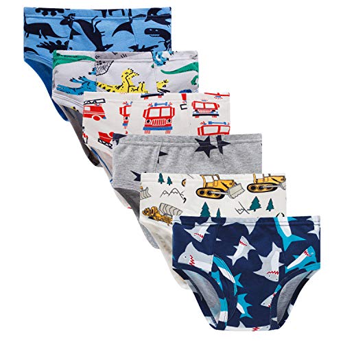 Product Cover Boboking Little Boys Briefs Dinosaur Truck Toddler Kids Underwear (Pack of 6)