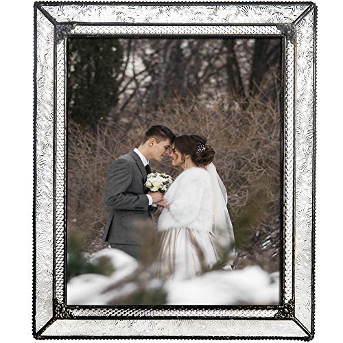 Product Cover J Devlin Glass Art Pic 380 Series Vintage Styled Stained Glass Photo Frame Clear Textured Glasses Displays Photo Horizontally or Vertically in 4x4, 4x6, 5x7, or 8x10 Sizes (8x10) by J Devlin Glass Art