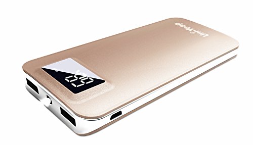 Product Cover Uni-Yeap 11000mAh Battery Charger Power Bank with Safety High-Speed Charging Conversion System and Flashlight with LCD Screen for iPhone Xs Xr X 8 7 6s 6, iPad Samsung Galaxy and All Smart phone(Gold)