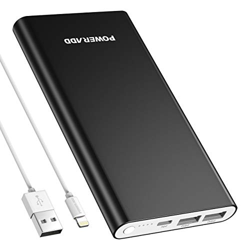 Product Cover POWERADD Pilot 4GS 12000mAh Portable Charger with 8 Pin Input & Dual 3A Port External Battery Pack Compatible with iPhone, iPad, Samsung Galaxy and More - Black (8 Pin Cable Included)