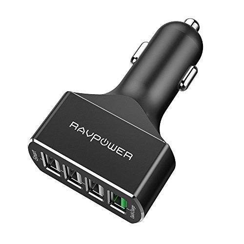 Product Cover Car Charger RAVPower 54W 4-Port USB Car Charger with Quick Charge 3.0 (4X Faster) for Galaxy S7, S7 Edge, S6, Note 5, LG G4 G5, Nexus 6 and iSmart 2.0 for iPhone 7