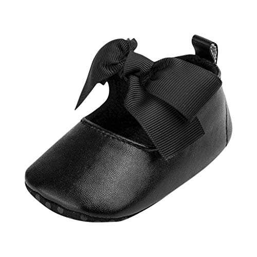 Product Cover Voberry Toddler Baby Girls Boy's Sneaker Moccasins Anti-Slip Soft Sole Bow Shoes (0~6Month, Black)