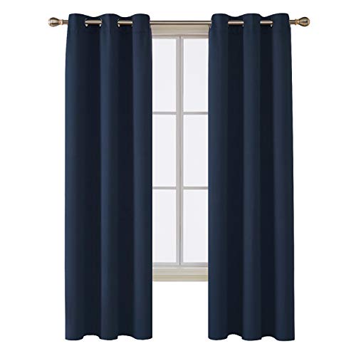 Product Cover Deconovo Room Darkening Thermal Insulated Blackout Grommet Window Curtain for Bedroom, Navy Blue, 42x84 Inch, 1 Panel