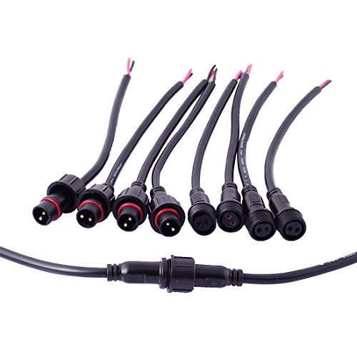 Product Cover BTF-LIGHTING 5pairs 2 Core 2pin BLACK Pigtail Plastics waterproof IP65 led connctor for strip light male female 40cm/pair Applicable 0. 75mmÂ² 22mm nut