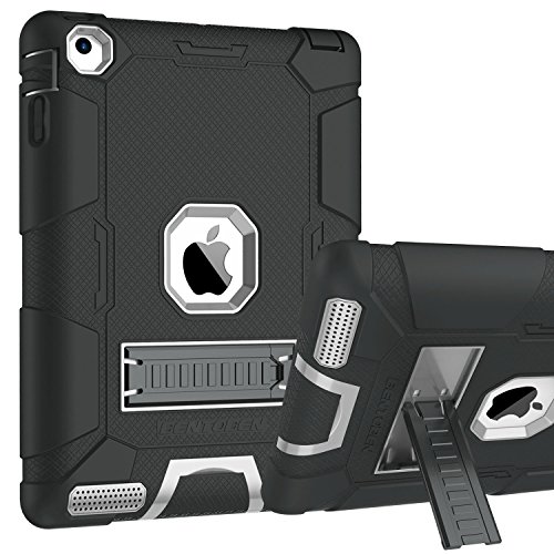 Product Cover iPad 2 Case, iPad 3 Case, iPad 4 Case, BENTOBEN Kickstand Heavy Duty Rugged Shockproof High Impact Resistant Hybrid Three Layer Armor Full Body Protective Case for Apple iPad 2/3/4th Gen,Black/Gray