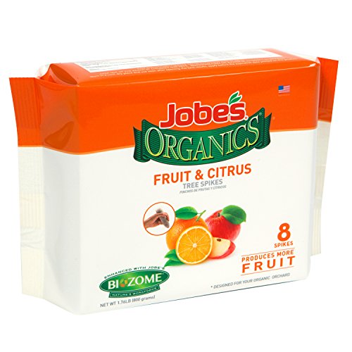 Product Cover Jobe's Organics Fruit & Citrus Tree Fertilizer Spikes, 4-6-6 Time Release Fertilizer for All In-ground Citrus and Fruit Trees, 8 Spikes per Package