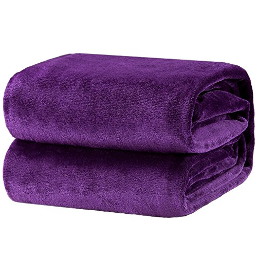 Product Cover Flannel Throw Blankets, Bed Blanket by Bedsure-100% Plush Microfiber(Warm/Cozy/Fluffy), Lightweight and Easy Care, Couch Blanket, Twin Full/Queen King(108x90 Purple) by Bedsure