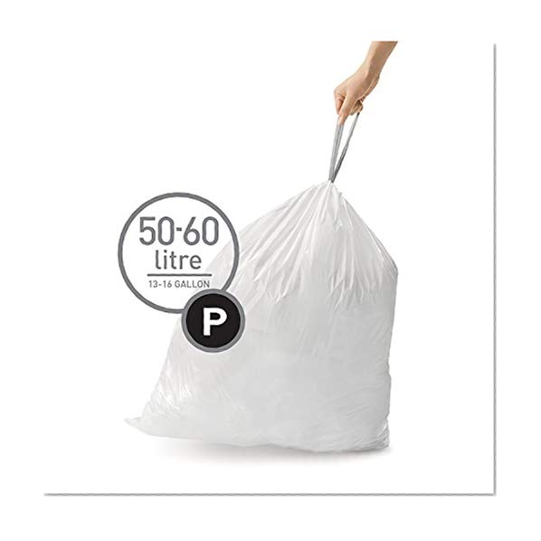 Product Cover simplehuman Code P Custom Fit Drawstring Trash Bags,50-60L / 13-16 Galllon (200 Count)