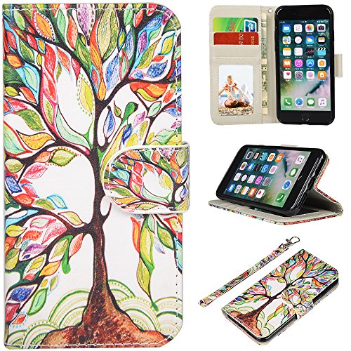 Product Cover UrSpeedtekLive iPhone 7/iPhone 8 Wallet Case, Premium PU Leather Flip Case Cover with Card Slots & Kickstand for Apple iPhone 7 (2016) / iPhone 8 (2017) -Love Tree