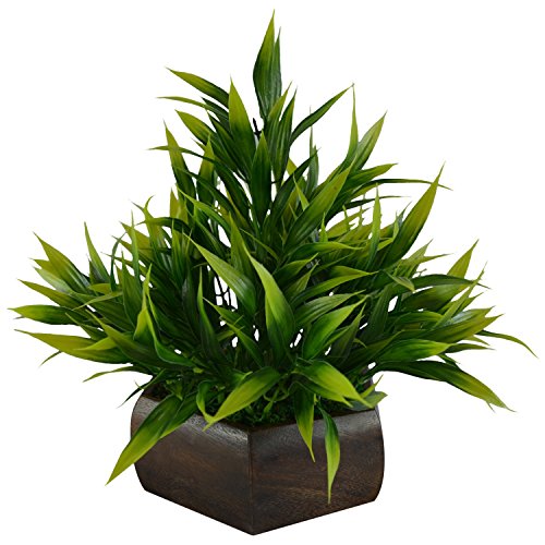 Product Cover Fancy Mart Artificial Bamboo Leaves Plant (Size 7.5 Inchs/ 20 Cms) with Wood Hexagun Pot-0235-888