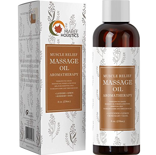Product Cover Muscle Pain Massage Oil - Muscle and Joint Pain Relief - Anti Cellulite Massage Oil for Men and Women - Aromatherapy Essential Oils for Healing - Deep Tissue Massage Lotion - Natural Anti Aging Oil ...