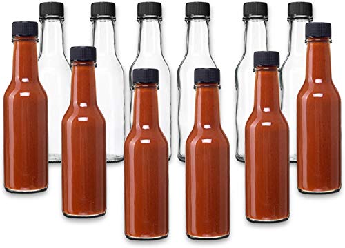Product Cover Hot Sauce Woozy Bottles, 5 Oz with Black Caps and Incerts - 24 Pack by PremiumVials